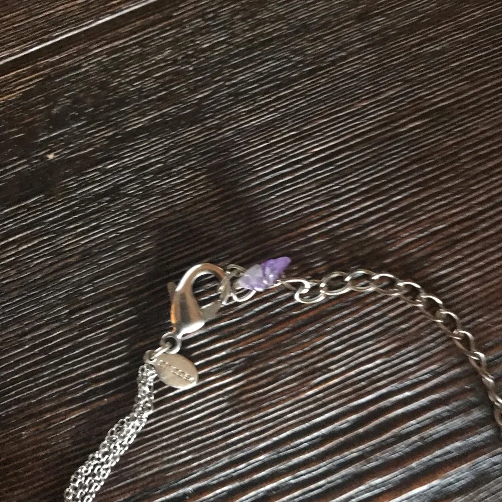 Lovely ladies necklace with stone pendant silver layered chain - Picture 5 of 10